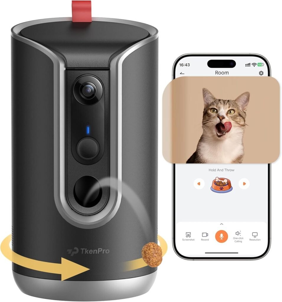 2K Pet Camera Treat Dispenser, AI Photo Album, Dog Camera with 360° Auto Tracking  5G/2.4G WiFi, 2-Way Talk, Remote Treat Tossing, Motion Alerts for Cats Indoor