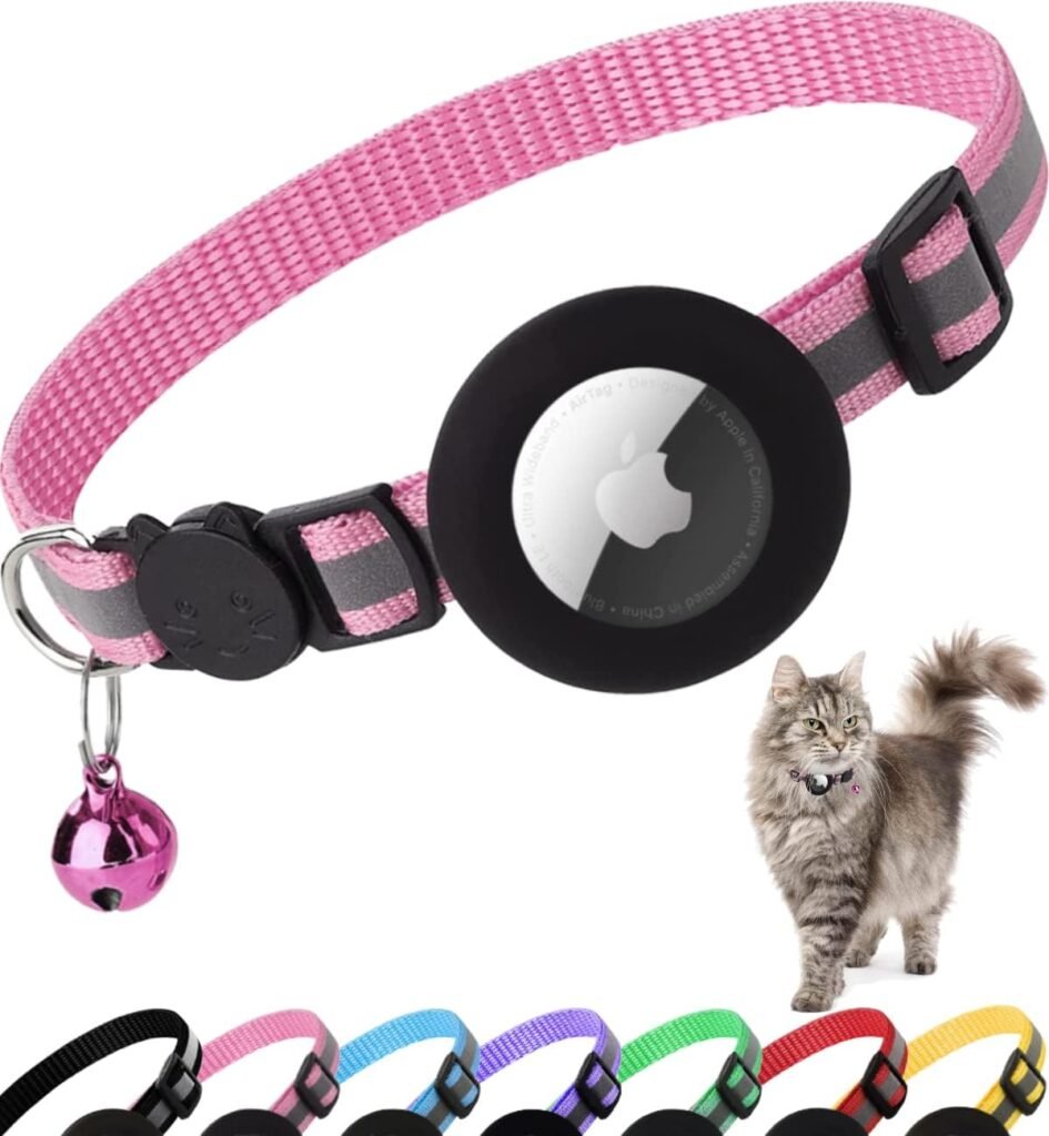 Airtag Cat Collar Breakaway, Reflective Kitten Collar with Apple Air Tag Holder and Bell for Girl Boy Cats, 0.4 Inches in Width and Lightweight (Red) Airtag Cat Collar Breakaway, Reflective Kitten Collar with Apple Air Tag Holder and Bell for Girl Boy Cats, 0.4 Inches in Width and Lightweight (Red)