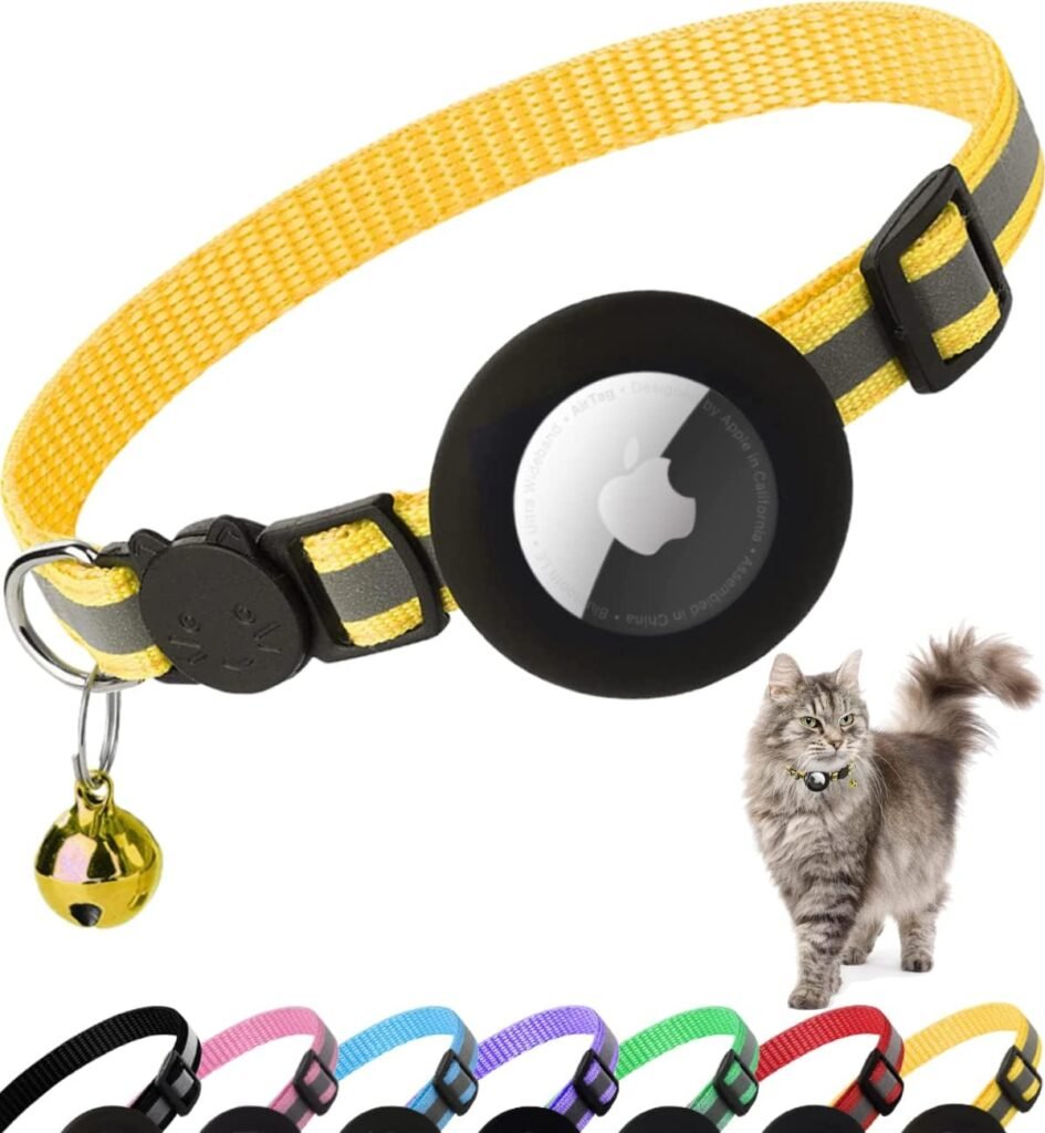 Airtag Cat Collar Breakaway, Reflective Kitten Collar with Apple Air Tag Holder and Bell for Girl Boy Cats, 0.4 Inches in Width and Lightweight (Red) Airtag Cat Collar Breakaway, Reflective Kitten Collar with Apple Air Tag Holder and Bell for Girl Boy Cats, 0.4 Inches in Width and Lightweight (Red)