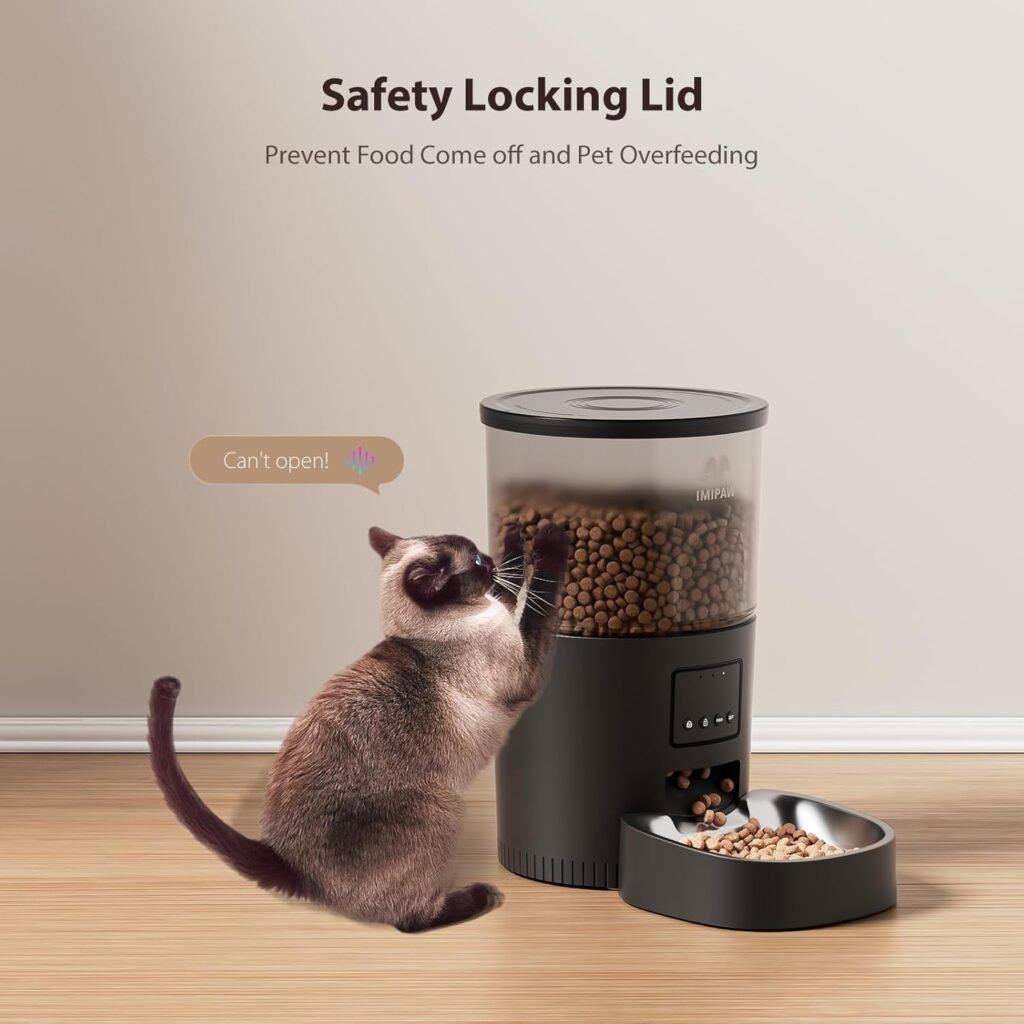 Automatic Cat Feeder, 5G WiFi Cat Food Dispenser with APP Remote Control, Pet Dry Food Smart Feeder, Programmable Timed Feeding, Dual Power Supply, 1-10 Meals Per Day