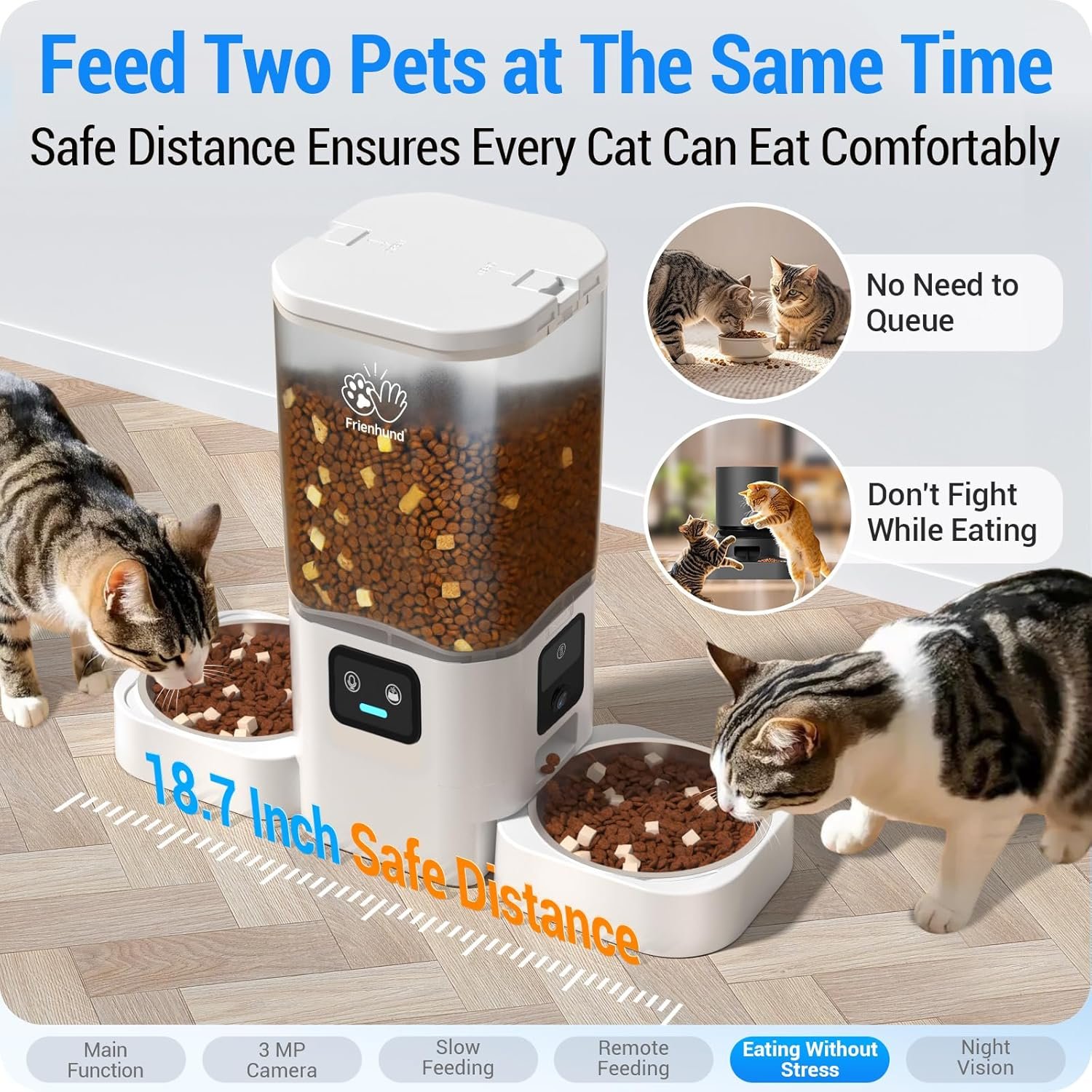 Automatic cat feeder with slow feed for 2 cats 5g wifi automatic dog feeder with 7l large food storage cat food dispense