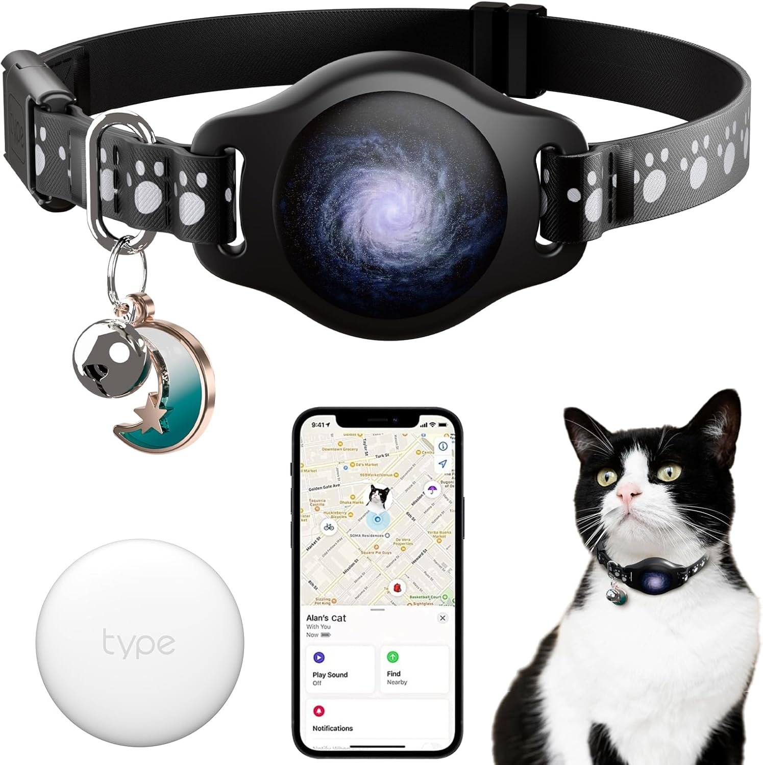 Cat tracker collar waterproof airtag cat collar with finder tag ios only not for android devices compatible with apple f