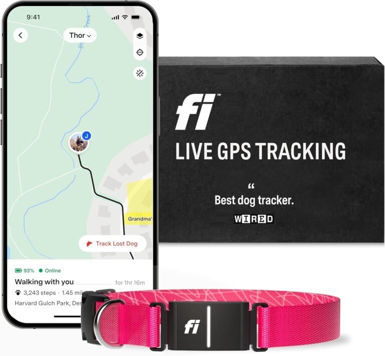 Fi series 3 smart dog collar gps dog tracker and activity health monitor waterproof led light escape alerts nationwide c