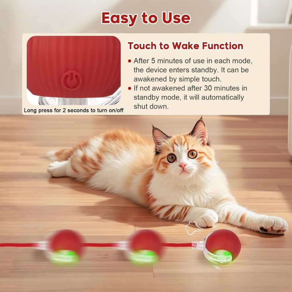 Interactive Dog Cat Electric Active Toys, Smart Rolling Ball for Dogs Cats, 360° Smart Automatic Rolling Pet Ball, Fast Moving Toy for Bored Indoor Kitty, Rechargeable(Red) Interactive Dog Cat Electric Active Toys, Smart Rolling Ball for Dogs Cats, 360° Smart Automatic Rolling Pet Ball, Fast Moving Toy for Bored Indoor Kitty, Rechargeable(Red)