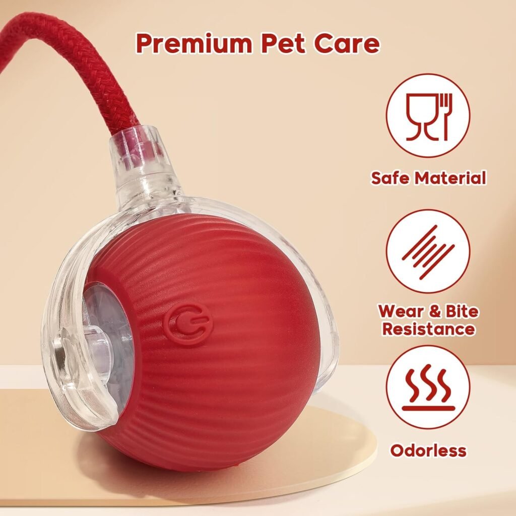 Interactive Dog Cat Electric Active Toys, Smart Rolling Ball for Dogs Cats, 360° Smart Automatic Rolling Pet Ball, Fast Moving Toy for Bored Indoor Kitty, Rechargeable(Red) Interactive Dog Cat Electric Active Toys, Smart Rolling Ball for Dogs Cats, 360° Smart Automatic Rolling Pet Ball, Fast Moving Toy for Bored Indoor Kitty, Rechargeable(Red)