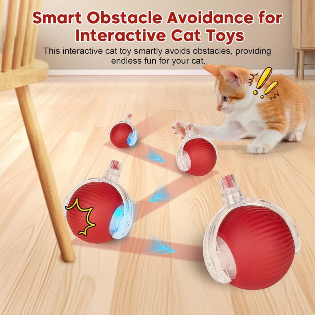 Interactive Dog Cat Electric Active Toys, Smart Rolling Ball for Dogs Cats, 360° Smart Automatic Rolling Pet Ball, Fast Moving Toy for Bored Indoor Kitty, Rechargeable(Red) Interactive Dog Cat Electric Active Toys, Smart Rolling Ball for Dogs Cats, 360° Smart Automatic Rolling Pet Ball, Fast Moving Toy for Bored Indoor Kitty, Rechargeable(Red)