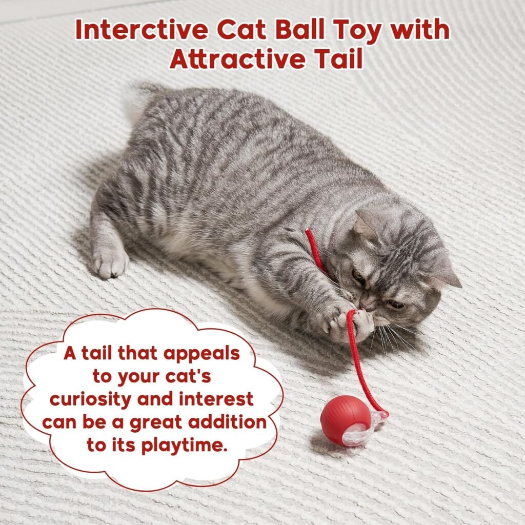 Interactive Dog Cat Electric Active Toys, Smart Rolling Ball for Dogs Cats, 360° Smart Automatic Rolling Pet Ball, Fast Moving Toy for Bored Indoor Kitty, Rechargeable(Red) Interactive Dog Cat Electric Active Toys, Smart Rolling Ball for Dogs Cats, 360° Smart Automatic Rolling Pet Ball, Fast Moving Toy for Bored Indoor Kitty, Rechargeable(Red)
