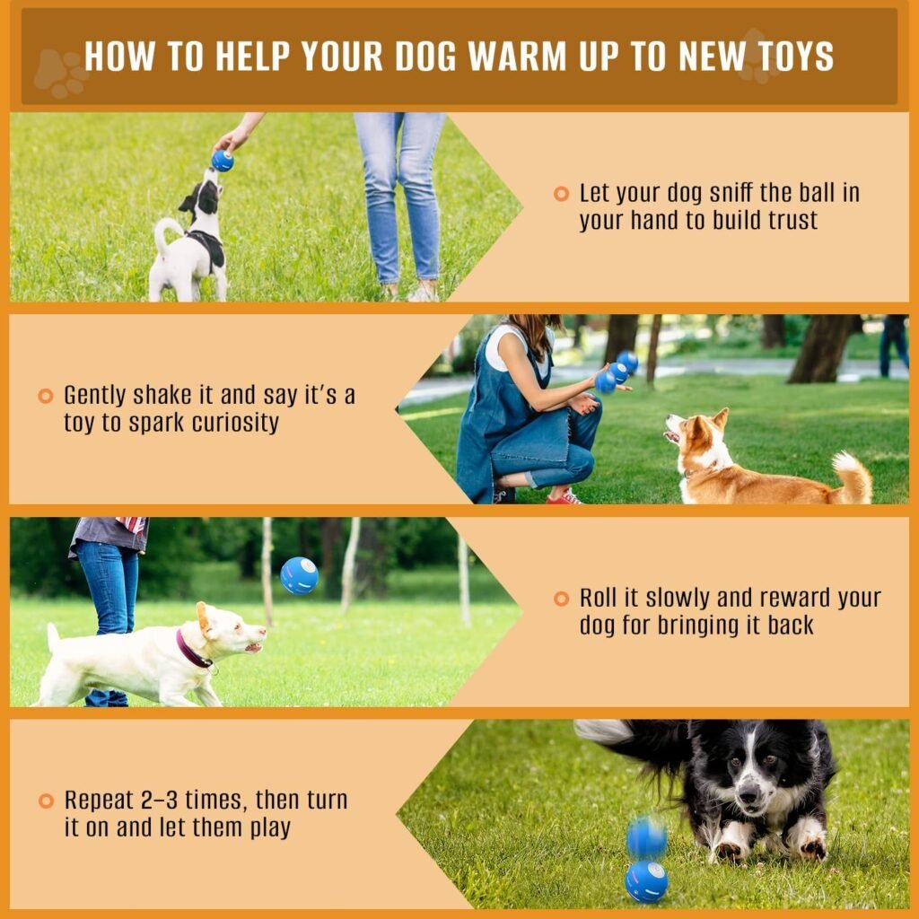 PetDroid Interactive Dog Toys Dog Ball,[2025 Newly Upgraded] Durable Motion Activated Automatic Rolling Ball Toys for/Small/Medium/Large Dogs,USB Rechargeable (Orange)