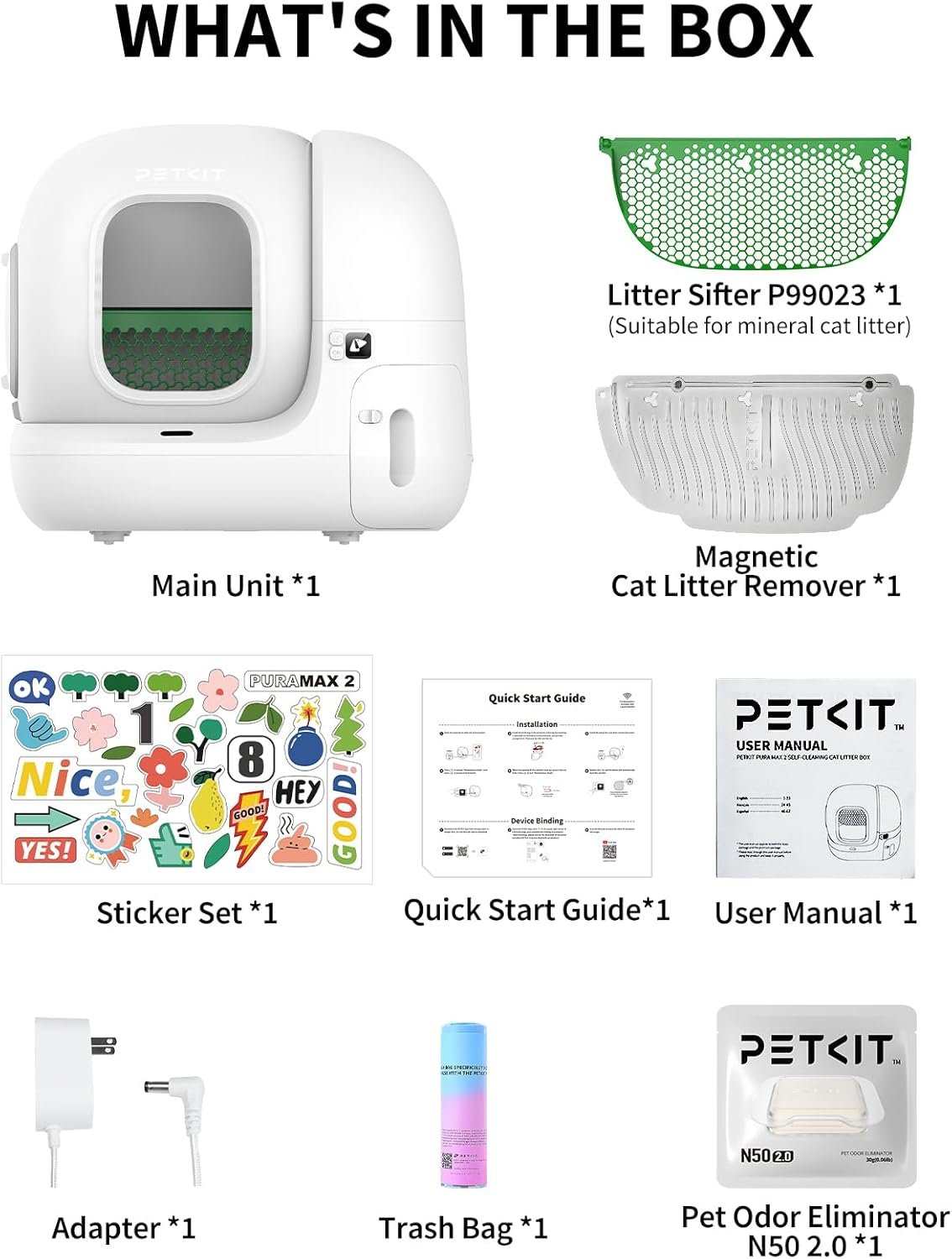 Petkit puramax 2 automatic self cleaning cat litter box app control scoop free litter box with safety sensors odor free 1