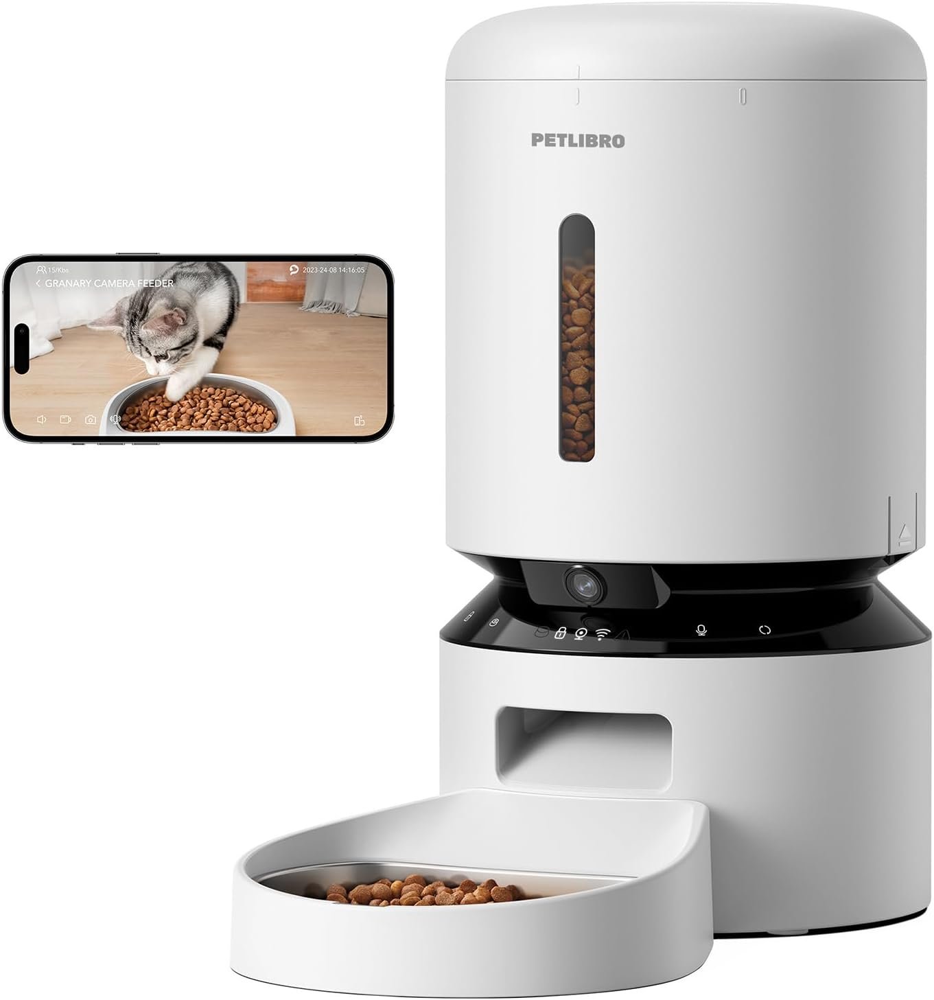Petlibro automatic cat feeder with camera 1080p hd video with night vision 5g wifi pet feeder with 2 way audio low food