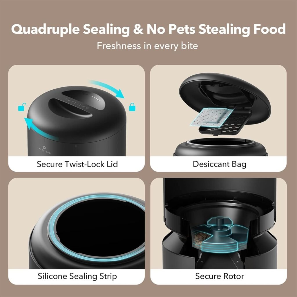 PETLIBRO Automatic Cat Feeder with Camera for Two Cats, 1080P HD Video with Night Vision, 5G WiFi Pet Feeder with 2-Way Audio for Cat  Dog, Low Food  Motion  Sound Alerts, Dual Tray, Black 5L