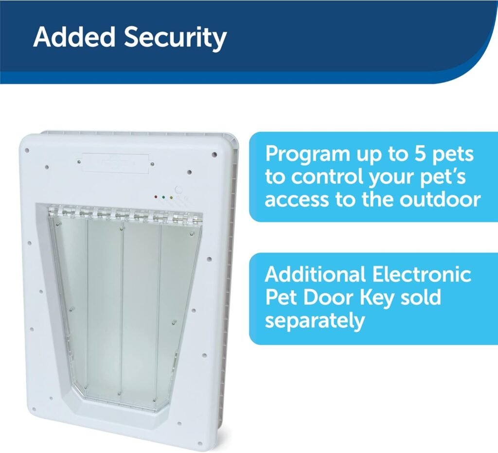 PetSafe Never Rust Electronic Smart Pet Door, Collar Activated Doggie Door, Electronic with Programmable Selective Entry, Electric with Collar Sensor (White - Large) PetSafe Never Rust Electronic Smart Pet Door, Collar Activated Doggie Door, Electronic with Programmable Selective Entry, Electric with Collar Sensor (White - Large)