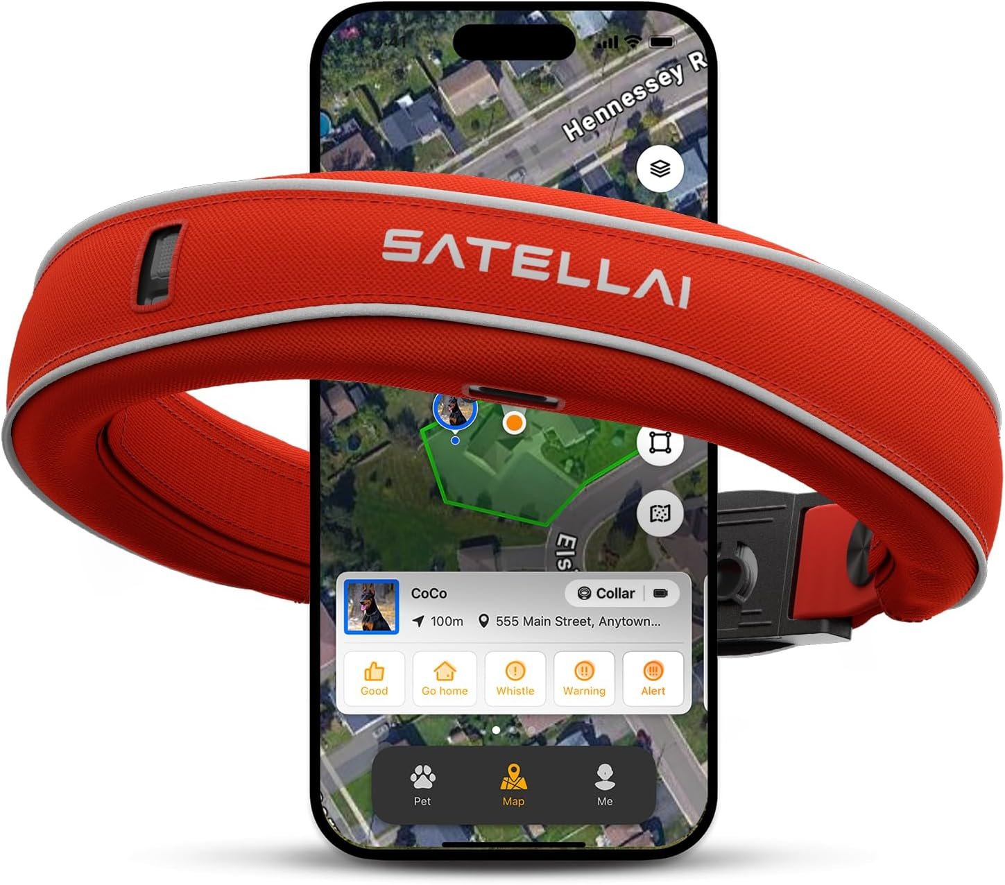 Satellai gps dog collar worlds first gps wireless dog fence collar with ai analysis precise positioning 5 day battery an