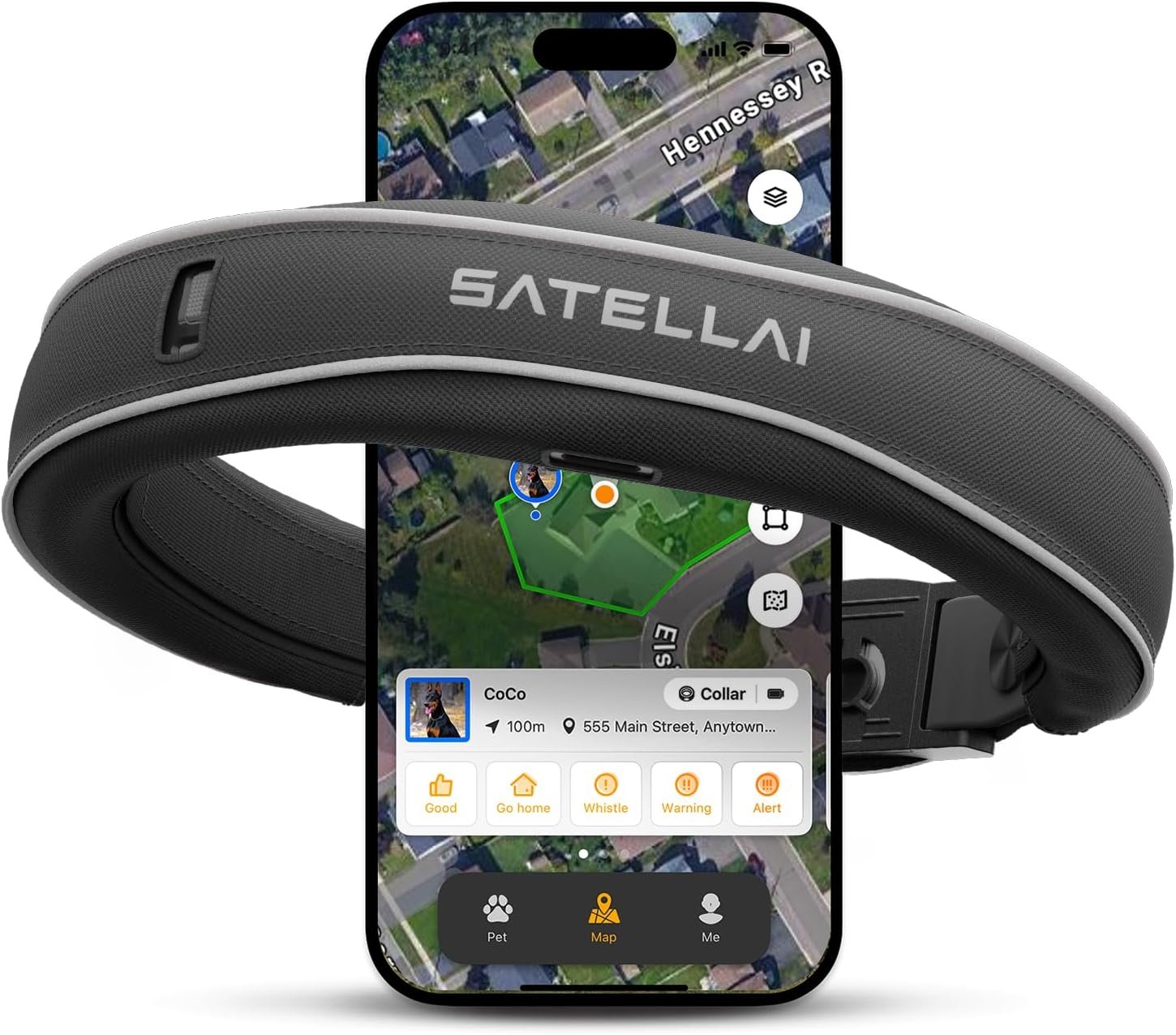Satellai gps dog collar worlds first gps wireless dog fence collar with ai analysis precise positioning 5 day battery an