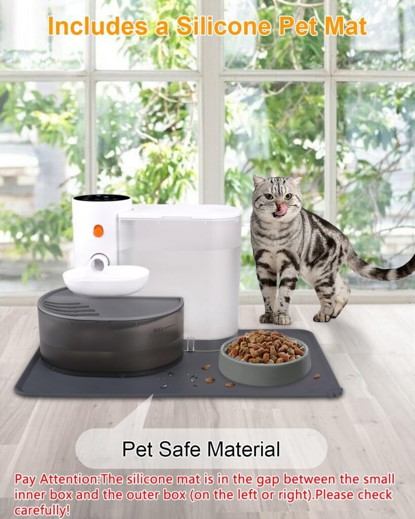 Smart Pet Water Fountain,Filterless Cat Water Fountain No Filter,3L/102oz Ultra Silent Cat Fountain,Sewage Separation  Always Fresh Water(Includes A Silicone Food Mat)