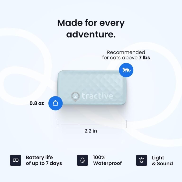 Tractive smart cat gps tracker real time location wellness monitoring for cats 65 lbs territory location history up to 7