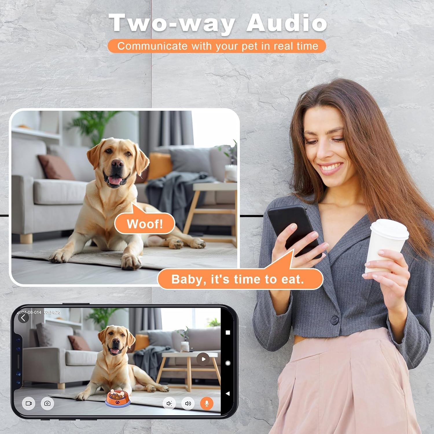 2k pet camera security dogs camera on device ai tracking and pet monitoring 360 view with treat dispenser local storage 1