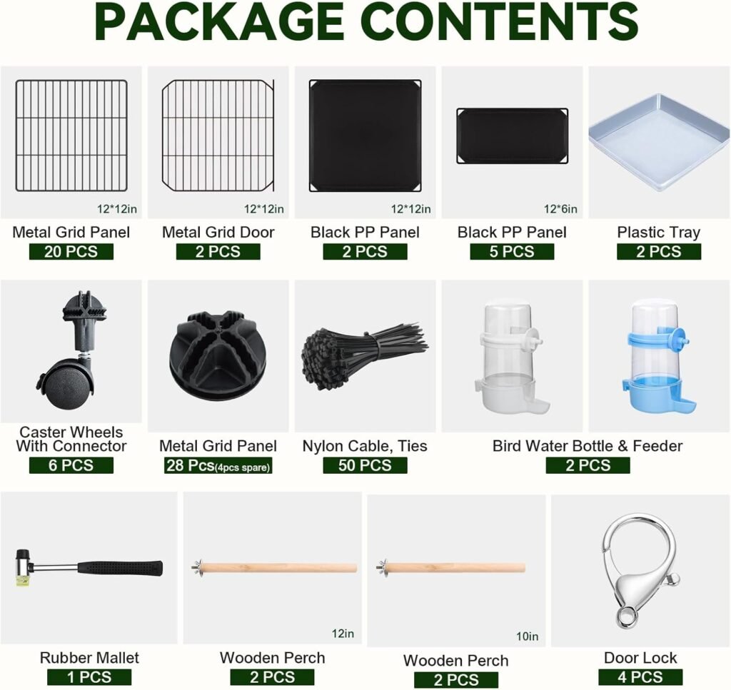 46-Inch Bird Cage, with Wooden Perches, Metal Parakeet Cage with Slide-Out Tray, Water Bottle  Feeder, Bird Cages for Parrot, Parakeets, Cockatiel, Lovebird, Pigeon and Small Mid-Sized Birds