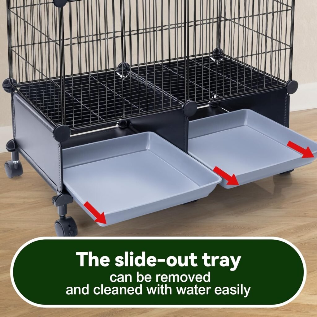 46-Inch Bird Cage, with Wooden Perches, Metal Parakeet Cage with Slide-Out Tray, Water Bottle  Feeder, Bird Cages for Parrot, Parakeets, Cockatiel, Lovebird, Pigeon and Small Mid-Sized Birds