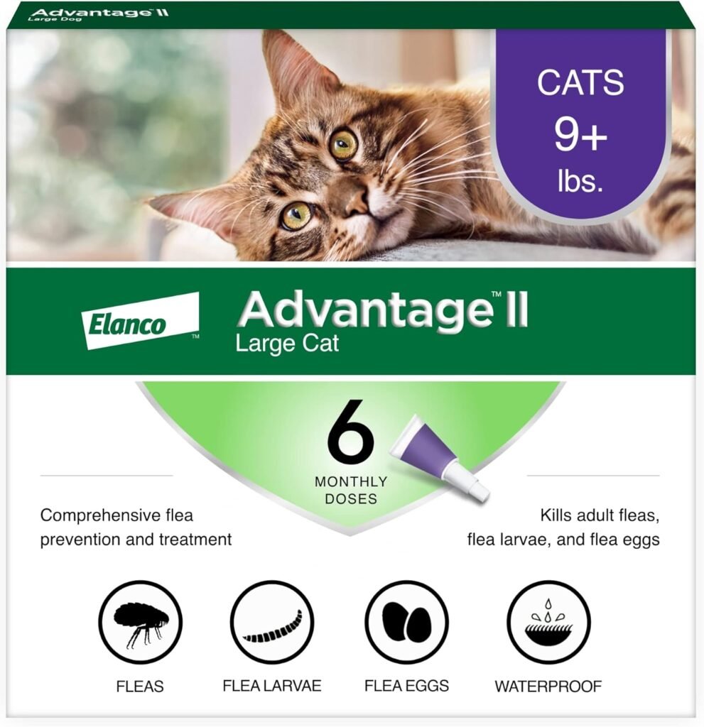 Advantage II Large Cat Vet-Recommended Flea Treatment  Prevention | Cats Over 9 lbs. | 6-Month Supply