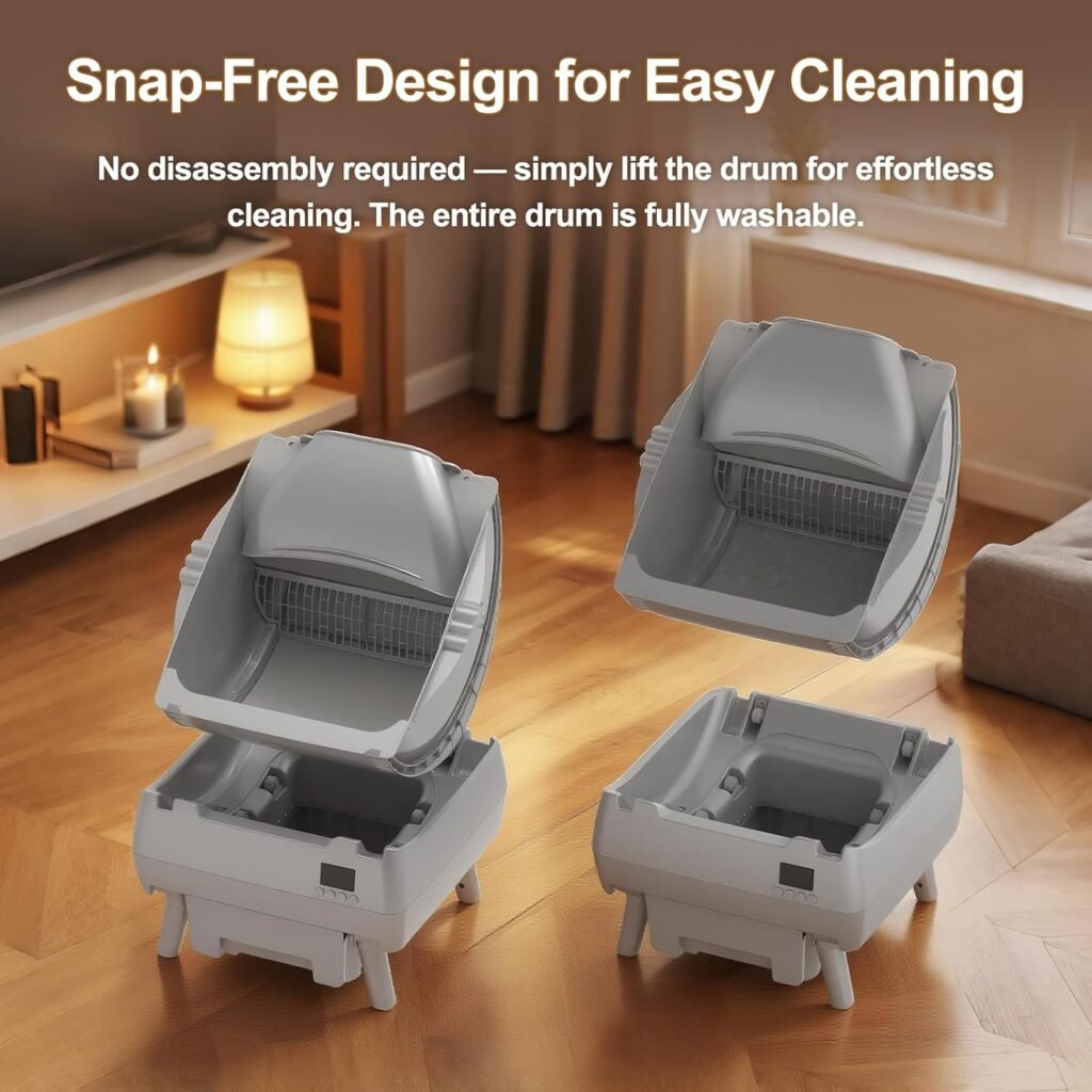 Automatic Cat Litter Box Self Cleaning - APP Control, Open-Style Design, Smart Health Monitor, Safe Anti-Pinch, Quiet, Perfect for Cats, A Lifelong Companion - Grey
