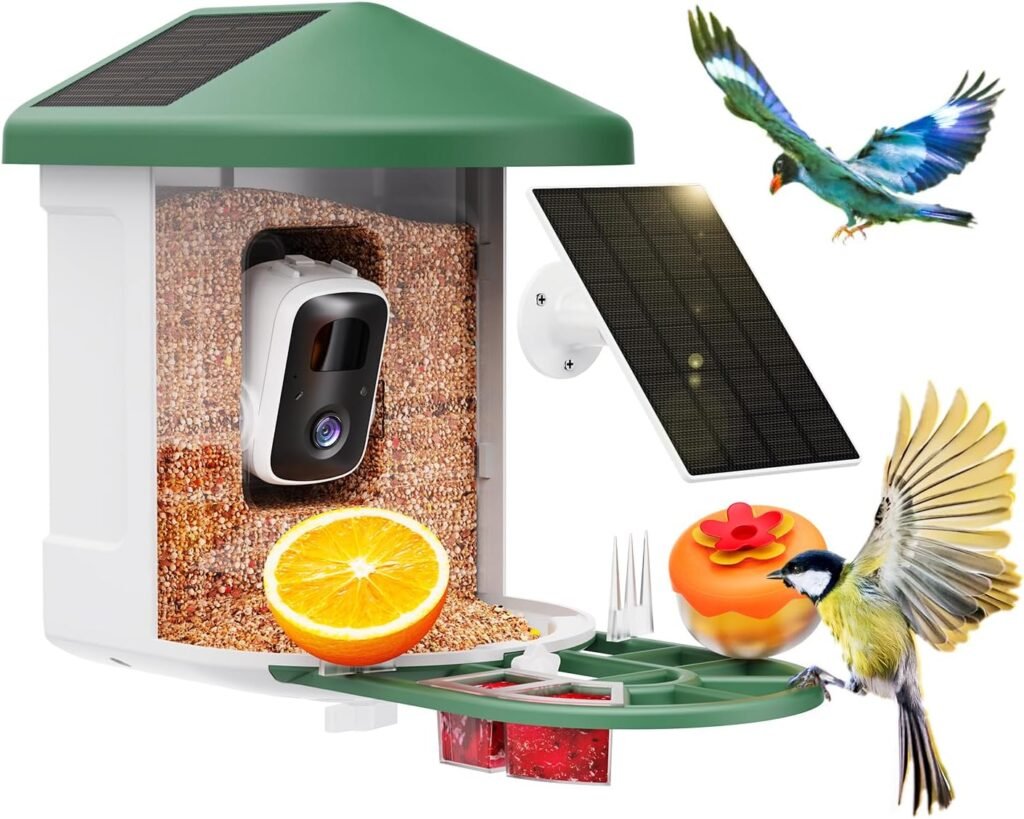 Bird Feeder with Camera with AI Identify Birds Species Solar Panel, Smart Bird House with Cam, 2K Live View, Instant Arrival Alerts
