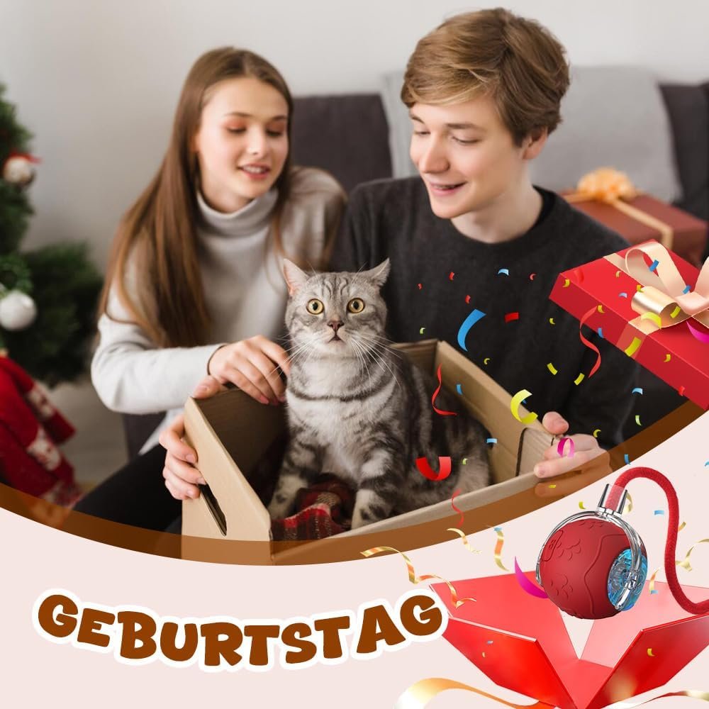 Interactive Cat Toys Ball for Indoor Cats, 2025 New Speedy 3.0 Tail Cat Toy, Automatic Moving Cat/Dog Balls, Electric Rolling Ball Toy for Bored Indoor Adult Cats,Dogs (Red)