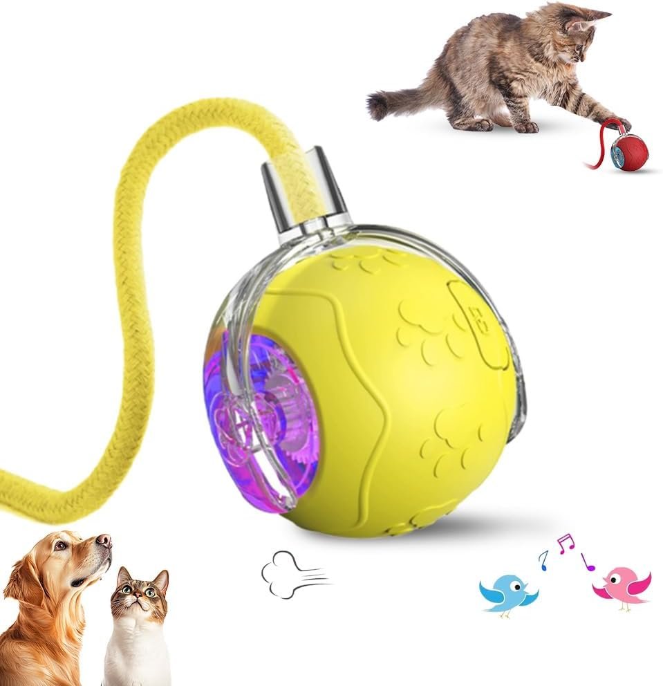 Interactive Cat Toys Ball for Indoor Cats, 2025 New Speedy 3.0 Tail Cat Toy, Automatic Moving Cat/Dog Balls, Electric Rolling Ball Toy for Bored Indoor Adult Cats,Dogs (Red)