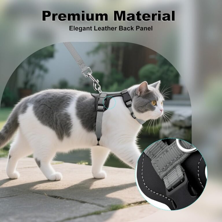 Plutus pet adjustable cat harness and leash set quick release escape proof nylon vest with leather trim for kitten small