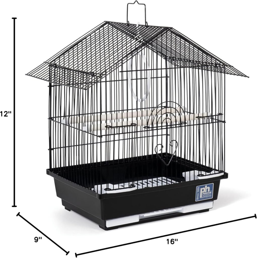 Prevue Pet Products Parakeet Manor Bird Cage with Handle for Home or Travel, Black