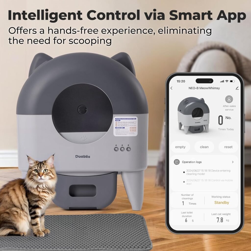 Self Cleaning Litter Box Automatic: Extra Large Self-Cleaning for Multiple Cats - APP-Controlled with Smart Sensors - Odor-Free - Safety Protection - Low Noise with Anti-Track Litter Mat