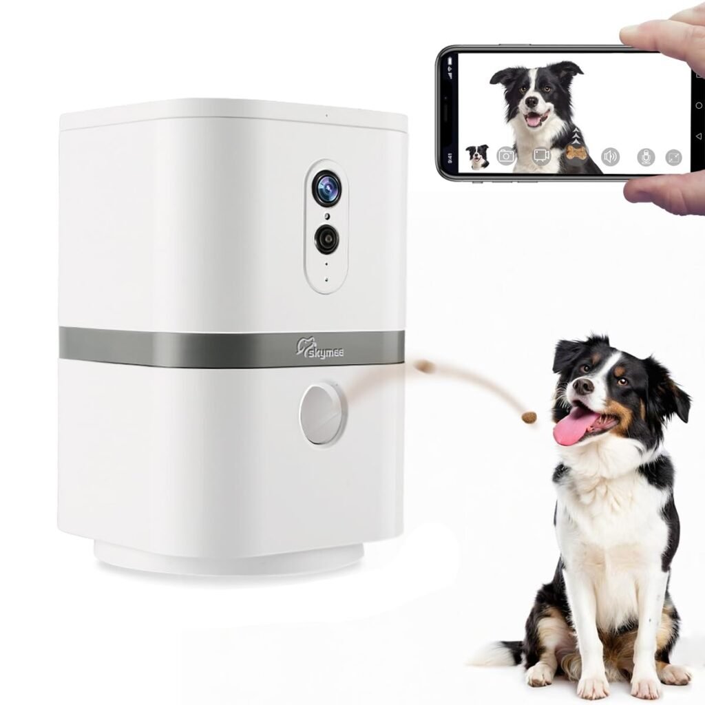 SKYMEE Petalk AI II Dog Camera Automatic Treat Dispenser, 5G WiFi Pet Camera with 180° Pan Full-Room View SKYMEE Petalk AI II Dog Camera Automatic Treat Dispenser, 5G WiFi Pet Camera with 180° Pan Full-Room View