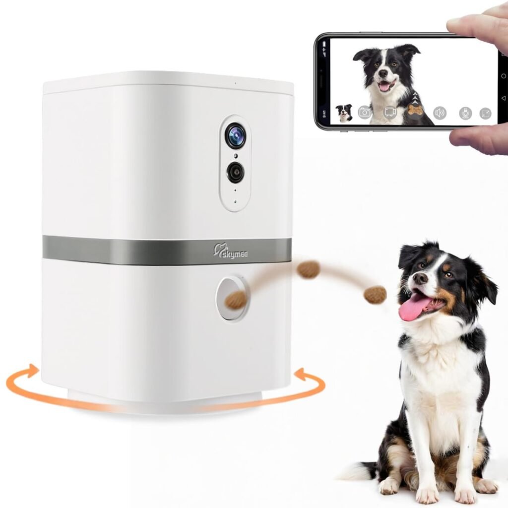 SKYMEE Petalk AI II Dog Camera Automatic Treat Dispenser, 5G WiFi Pet Camera with 180° Pan Full-Room View SKYMEE Petalk AI II Dog Camera Automatic Treat Dispenser, 5G WiFi Pet Camera with 180° Pan Full-Room View