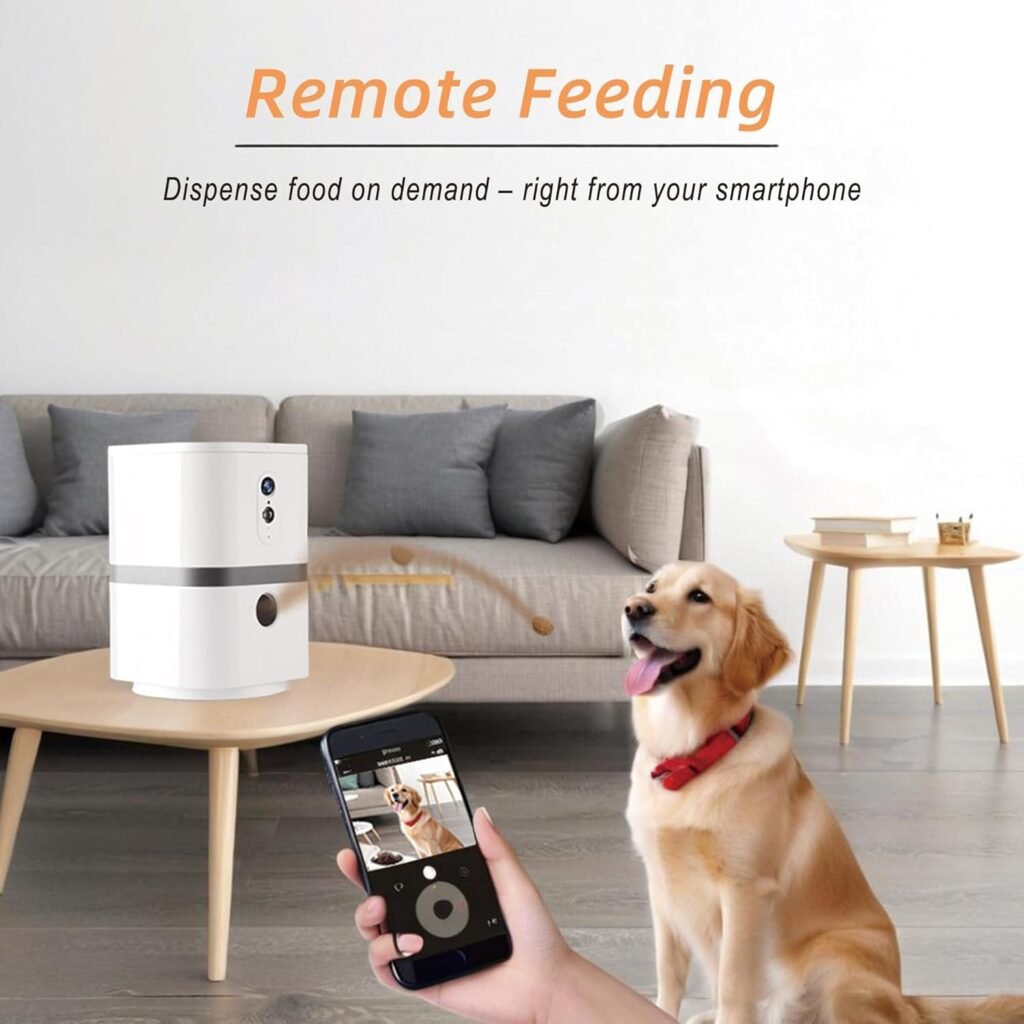 SKYMEE Petalk AI II Dog Camera with Auto Treat Dispenser, No Subscription Fee, 1080p HD, 180° Full-Room View 2-Way Audio, Night Vision, 2.4GHz WiFi Only