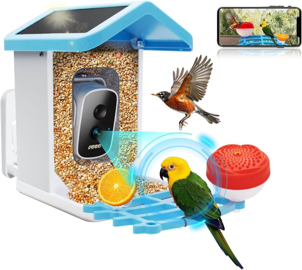Smart Bird Feeder with Camera, 1.5L 4K HD AI Identification Bird Watching Camera with Solar Powered, Ideal Gift for Mom