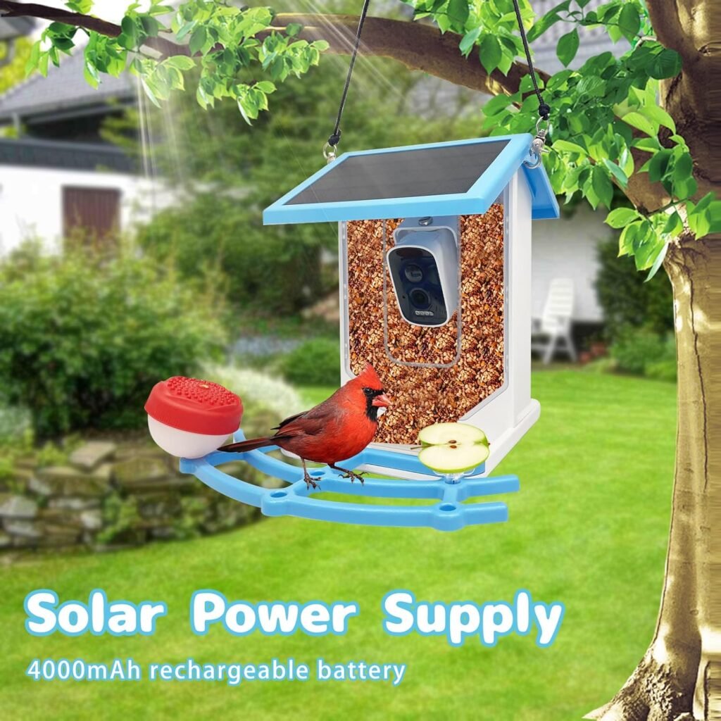 Smart Bird Feeder with Camera, 1.5L 4K HD AI Identification Bird Watching Camera with Solar Powered, Ideal Gift for Mom