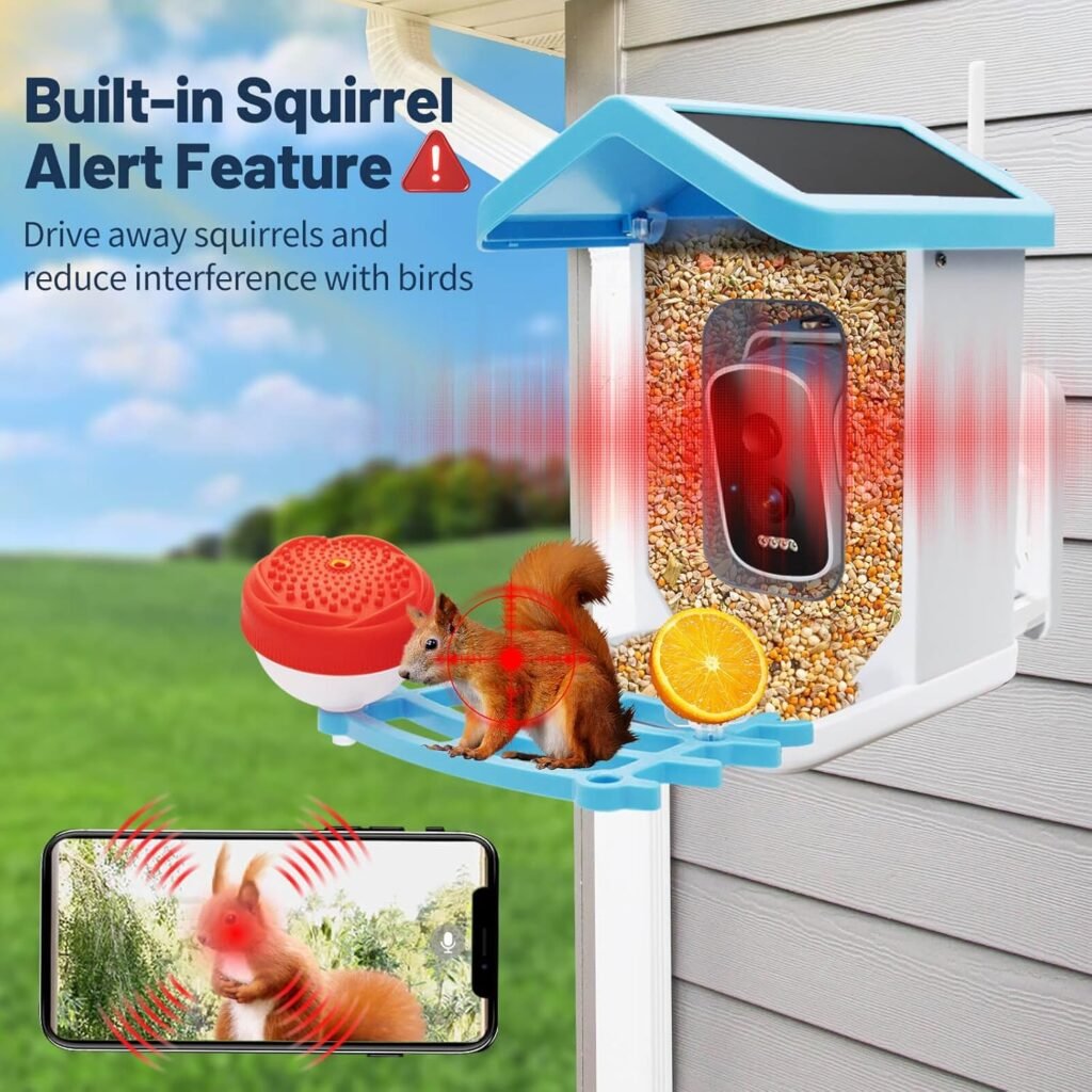 Smart Bird Feeder with Camera, 1.5L 4K HD AI Identification Bird Watching Camera with Solar Powered, Ideal Gift for Mom