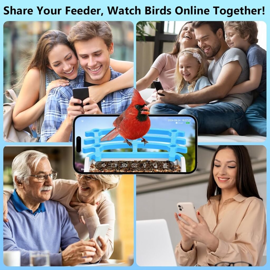 Smart Bird Feeder with Camera, AI Bird Species Identification Solar Powered Panel, 2.5k HD Video Bird House with Camera for Outside Garden, Ideal Gifts for Lover, Blue Smart Bird Feeder with Camera, AI Bird Species Identification Solar Powered Panel, 2.5k HD Video Bird House with Camera for Outside Garden, Ideal Gifts for Lover, Blue