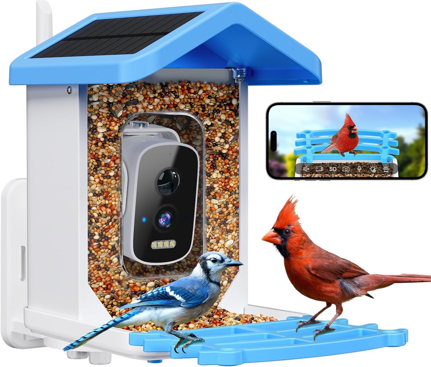 Smart bird feeder with camera ai bird species identification solar powered panel 25k hd video bird house with camera for