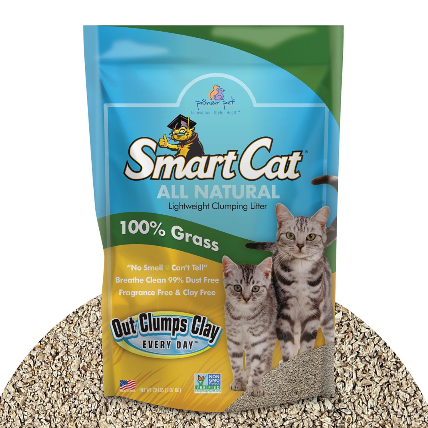 Smartcat all natural clumping cat litter 20 pound 320oz 1 pack alternative to clay and pellet litter chemical and 99 dus