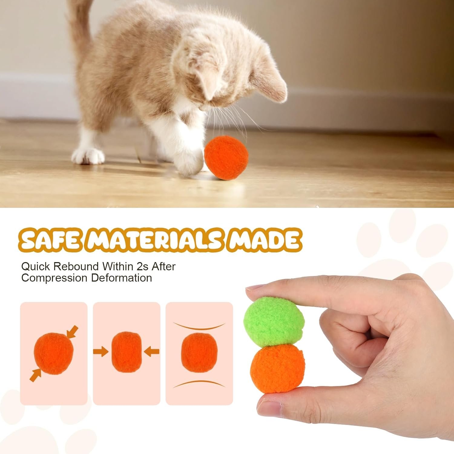 100pcs cat toys pom pom balls with 2 launchers set interactive cat toy stuff for indoor both adult kitten toys