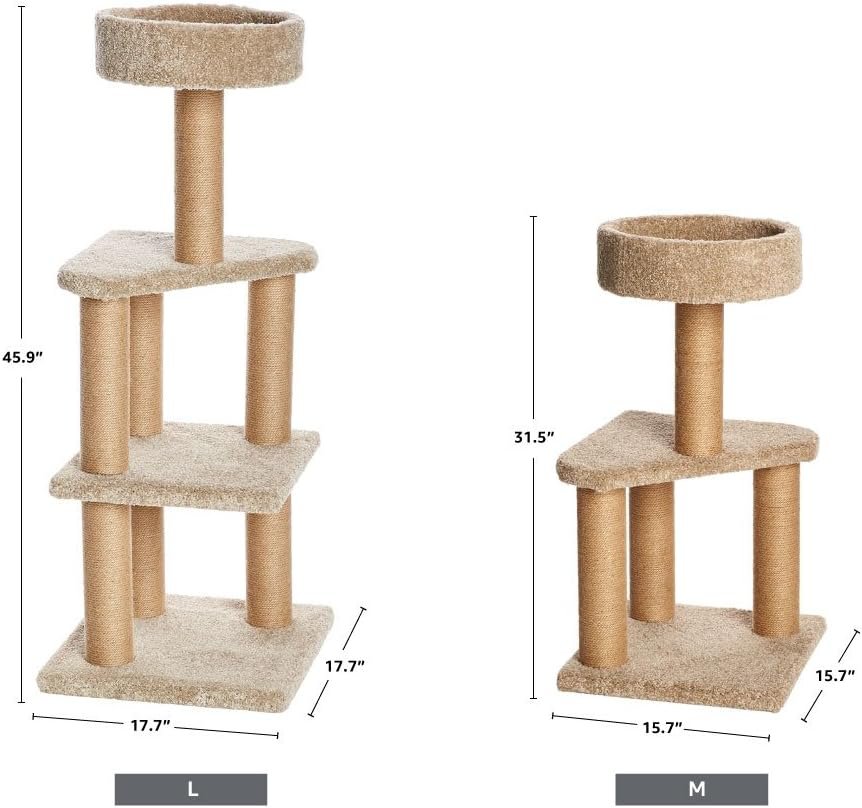 Amazon Basics Cat Tree - Indoor Cat Kittens Multi-Level Climbing Activity Tower with Scratching Posts, Large (45.9H) - Beige Amazon Basics Cat Tree - Indoor Cat Kittens Multi-Level Climbing Activity Tower with Scratching Posts, Large (45.9H) - Beige