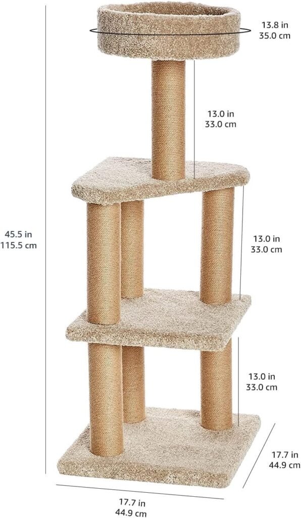 Amazon Basics Cat Tree - Indoor Cat Kittens Multi-Level Climbing Activity Tower with Scratching Posts, Large (45.9H) - Beige Amazon Basics Cat Tree - Indoor Cat Kittens Multi-Level Climbing Activity Tower with Scratching Posts, Large (45.9H) - Beige
