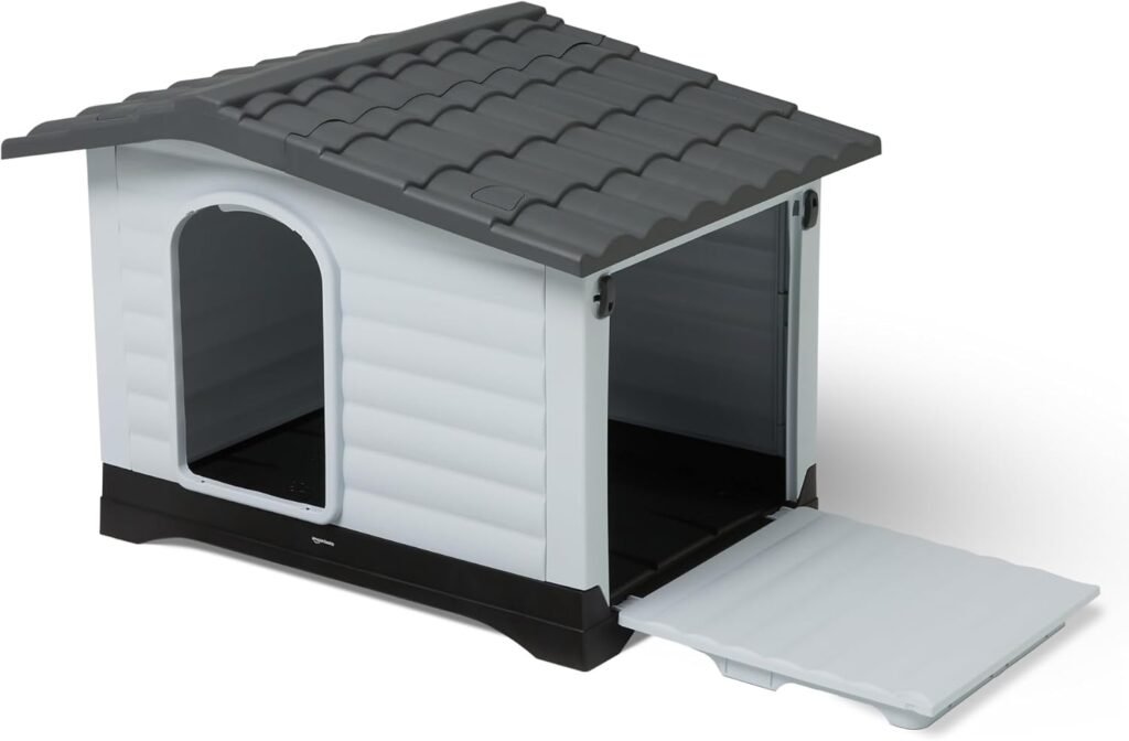 Amazon Basics Plastic Dog House for Large Dogs - Easy to Assemble Detachable Structure, Indoor/Outdoor Use, Elevated Floor,Durable Waterproof,Side Door Access,Undulating Roof Design Amazon Basics Plastic Dog House for Large Dogs - Easy to Assemble Detachable Structure, Indoor/Outdoor Use, Elevated Floor,Durable Waterproof,Side Door Access,Undulating Roof Design