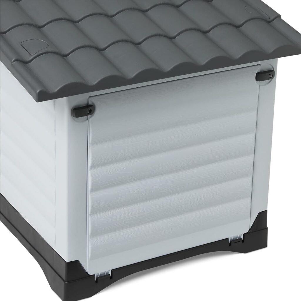 Amazon Basics Plastic Dog House for Large Dogs - Easy to Assemble Detachable Structure, Indoor/Outdoor Use, Elevated Floor,Durable Waterproof,Side Door Access,Undulating Roof Design Amazon Basics Plastic Dog House for Large Dogs - Easy to Assemble Detachable Structure, Indoor/Outdoor Use, Elevated Floor,Durable Waterproof,Side Door Access,Undulating Roof Design