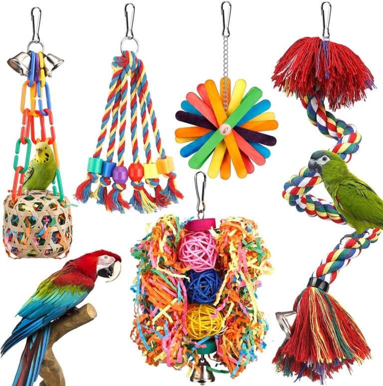 Bird toys rope perch with bell colorful bird chewing shredding foraging toys parrot swing climbing standing hanging toys