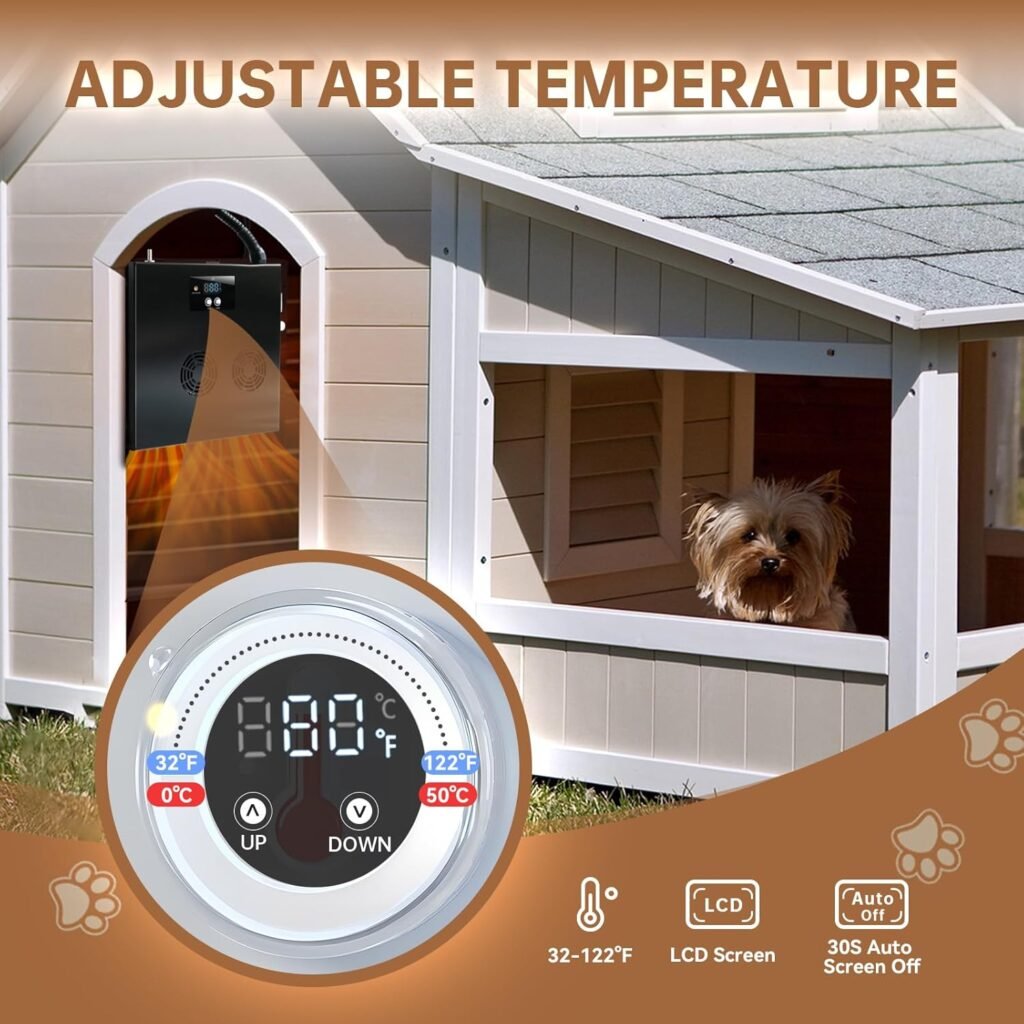 Briidea 400W Dog House Heater with PTC Rapid Heating (3 Seconds), 32℉-122℉ Temperature Range, 11.5FT Anti-Chew Cord, Heats Up to 120 Cubic Feet Dog Houses, Chicken Coops Rabbit Cages Briidea 400W Dog House Heater with PTC Rapid Heating (3 Seconds), 32℉-122℉ Temperature Range, 11.5FT Anti-Chew Cord, Heats Up to 120 Cubic Feet Dog Houses, Chicken Coops Rabbit Cages