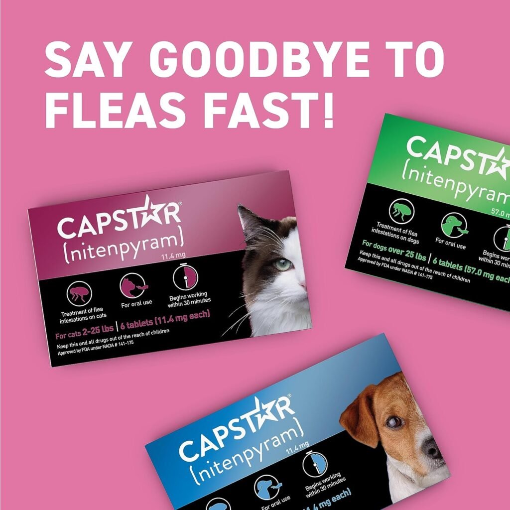 CAPSTAR (nitenpyram) Oral Flea Treatment for Cats, Fast Acting Tablets Start Killing Fleas in 30 Minutes, Cats 2-25 lbs, 6 Doses CAPSTAR (nitenpyram) Oral Flea Treatment for Cats, Fast Acting Tablets Start Killing Fleas in 30 Minutes, Cats 2-25 lbs, 6 Doses