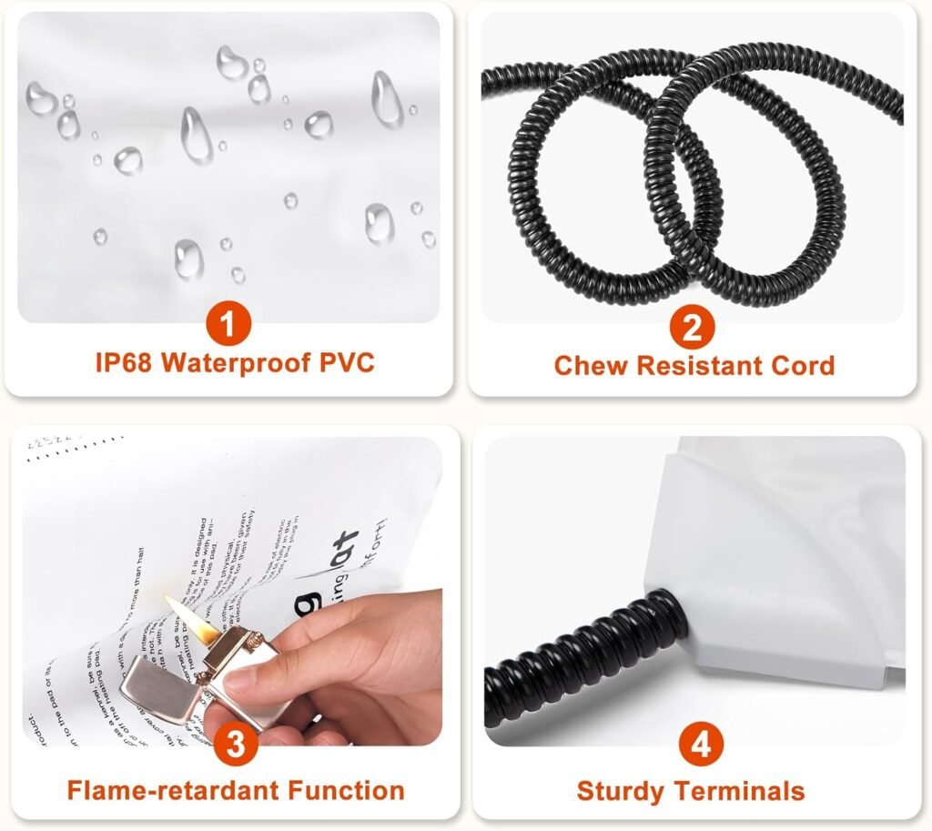 Large Pet Heating Pad, Waterproof Heated Dog Cat Bed with 11 Adjustable Temperatures 24H Timer, Auto Shut-Off, Chew-Resistant Cord, Washable Cover, Indoor Electric Heating Mat, Grey, L(35 x 24)