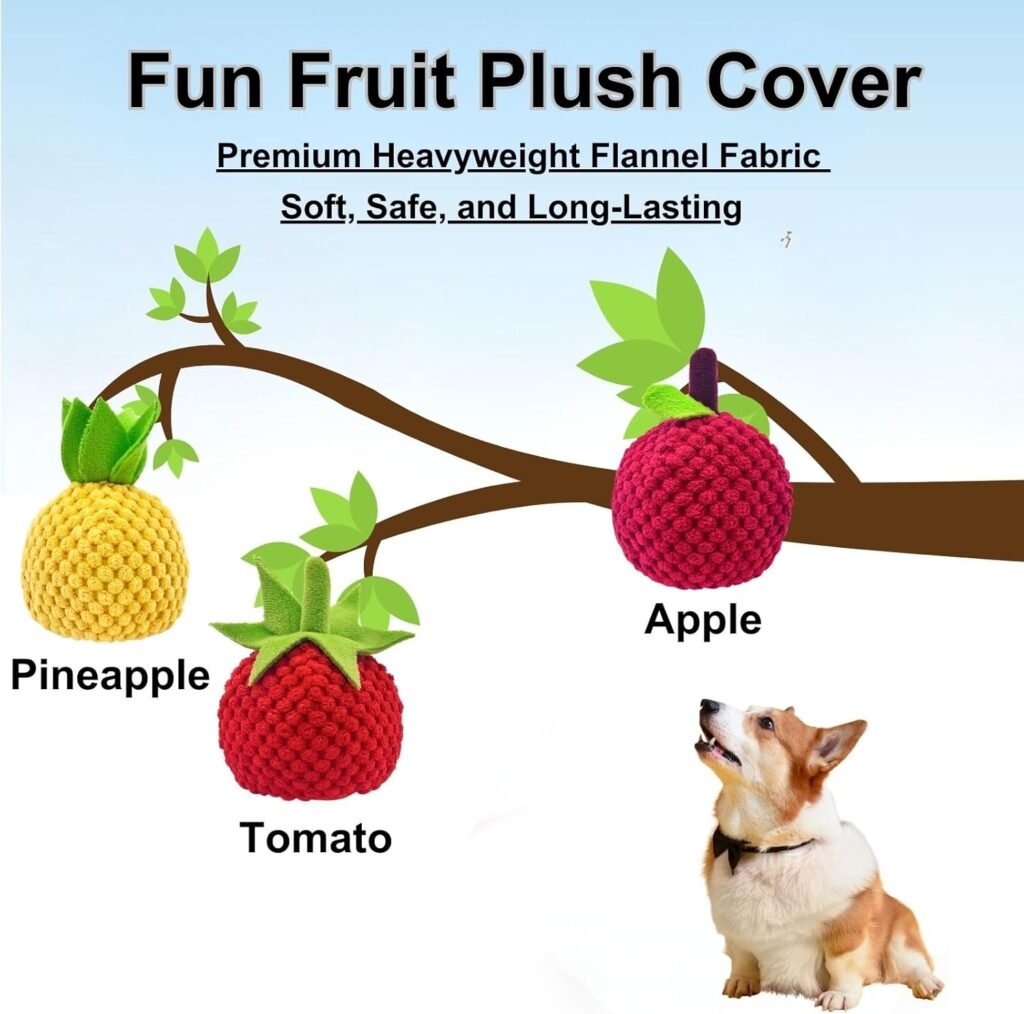 Smart Touch Interactive Dog Toy | Automatic Rolling + Feeding | 2.83 Diameter | USB-C Rechargeable | Suitable for Small/Medium Dogs | Safe and Durable (Blue, Fruit-Apple)